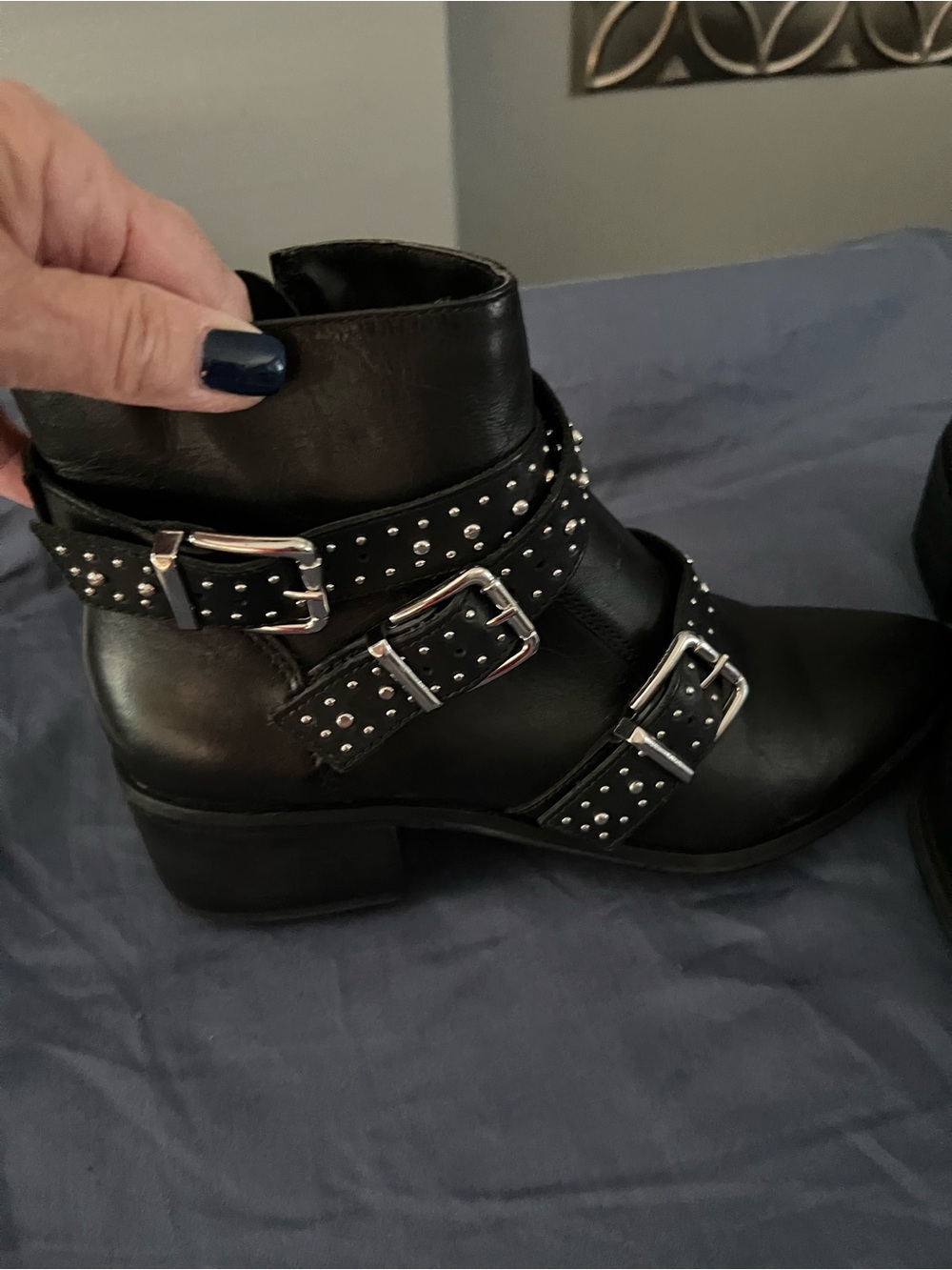 Steve Madden Black Studded Buckle Ankle Boots - Women